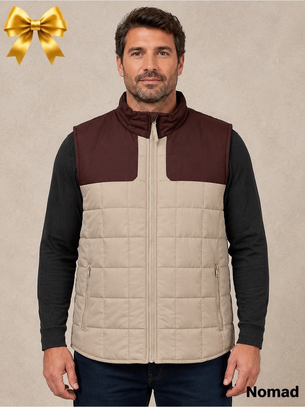 Nomad Padded Vest Lightweight Burgundy Beige Lining NWT Large + XL
